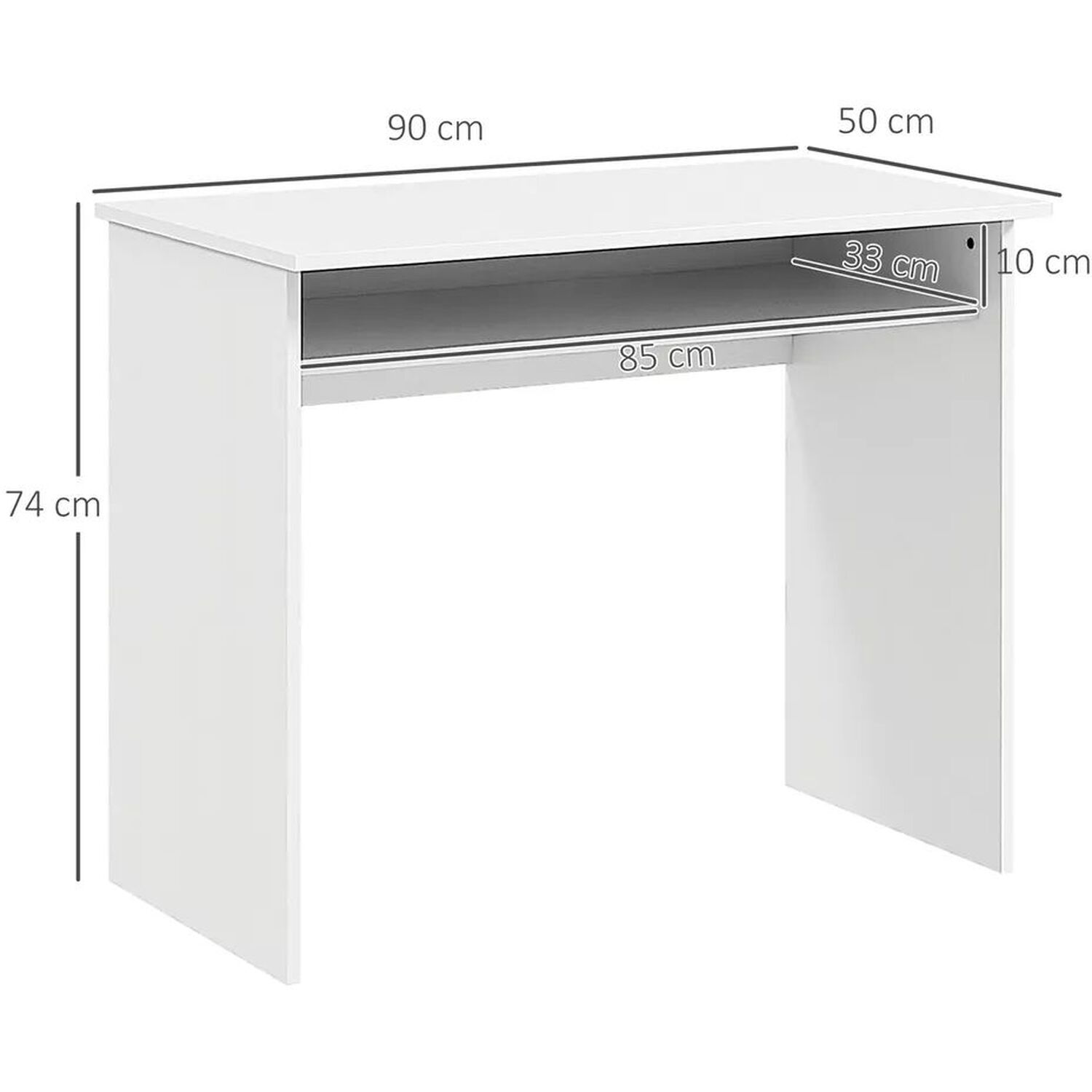 Study Work Station Compute Desk - White