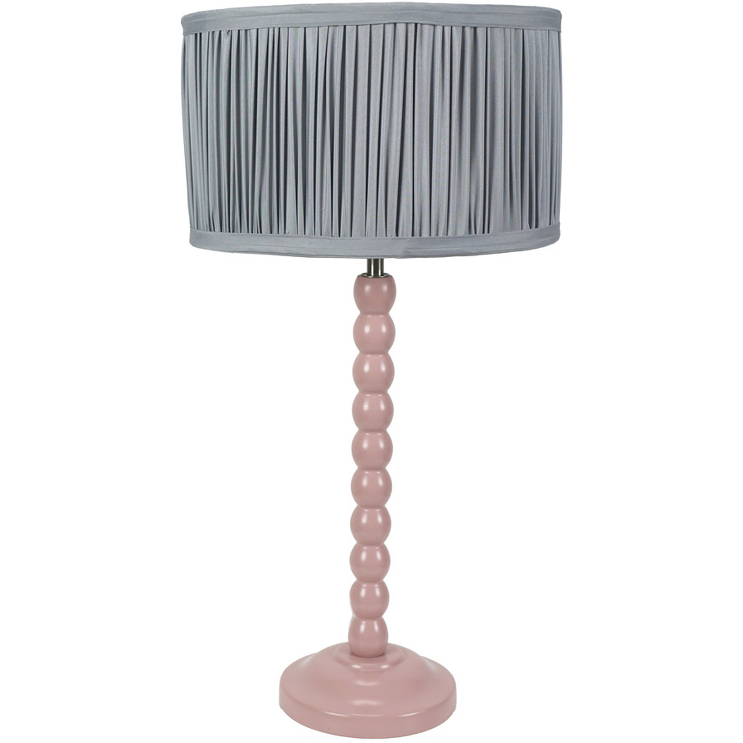 Bobbins Table Lamp with Ruched Pleated Drum Shade - Powder Blue / Bulb Included