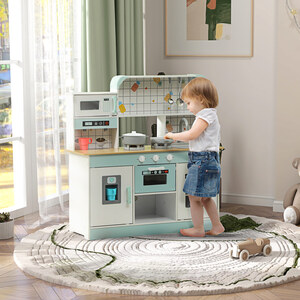 AIYAPLAY Toy Kitchen with Ice Maker and Microwave