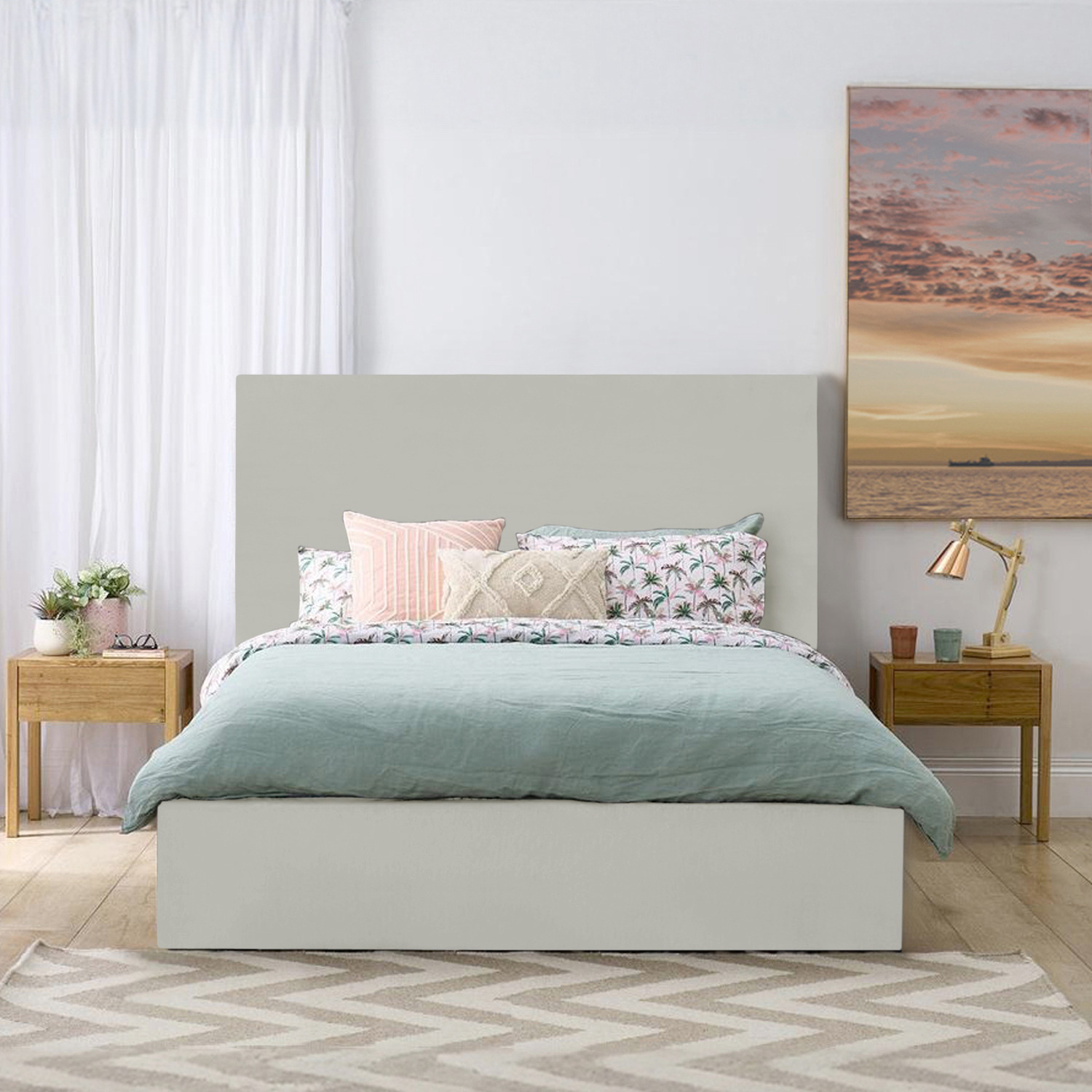 Plain Upholstered Bed Frame - Silver Small Double
