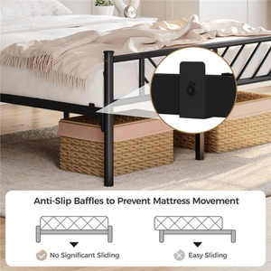 Black / King Metal Bed Frame with Arrow Design Headboard and Footboard shot 7393158