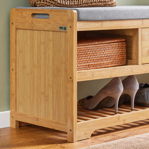 Brown SoBuy Bamboo 2 Tiers Shoe Rack shot 7757665