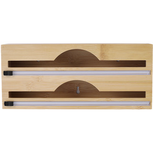 2-Tier Bamboo Wrap Dispenser with Cutters