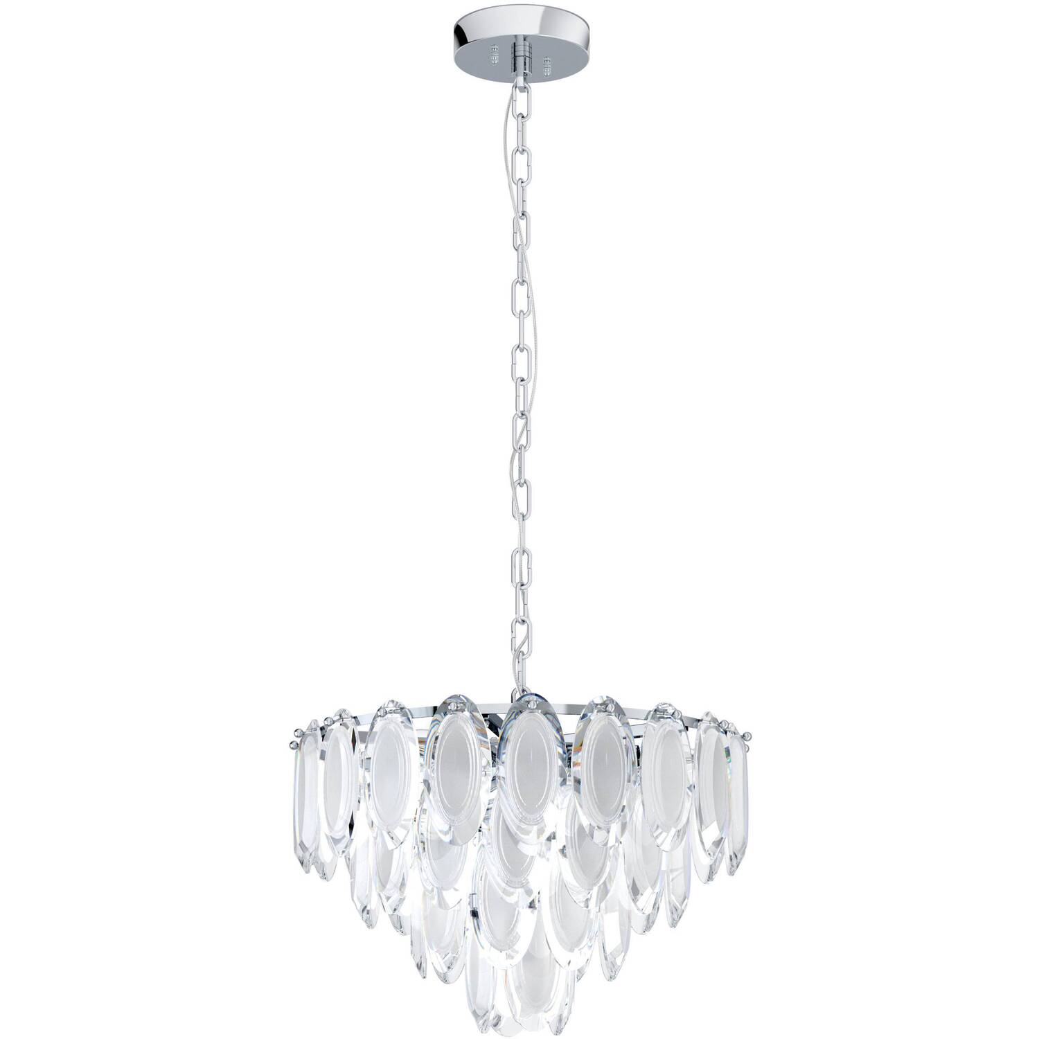 Eglo Carvario Satin Glass Pendant Chandelier Light - Chrome