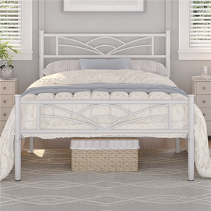White / Single Metal Bed Frame with Cloud Design shot 7824491