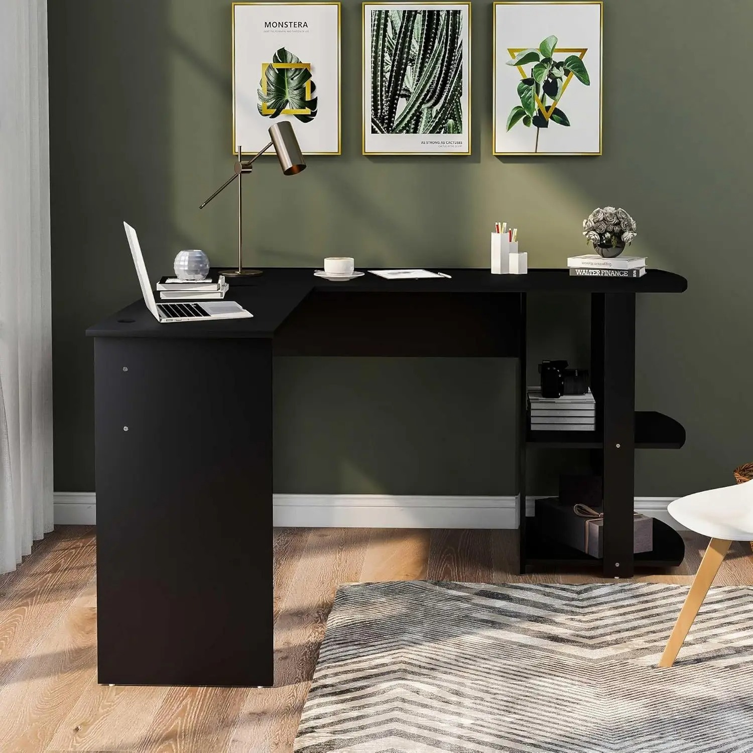 Corner Desk For Home Office L-shaped For Gaming Or Study - Black