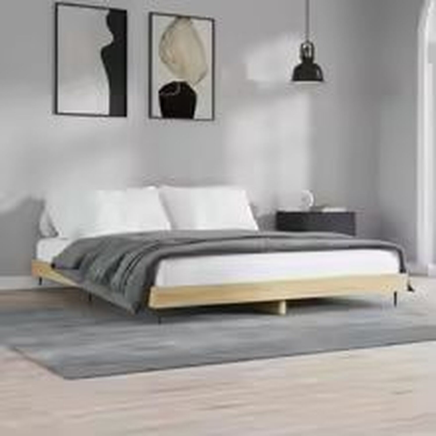 Small Double Bed Frame Wood Design - Brown