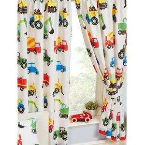 Trucks  Transport Lined Curtains (Pack Of 2) WhiteBlueRed (54in x 66in)