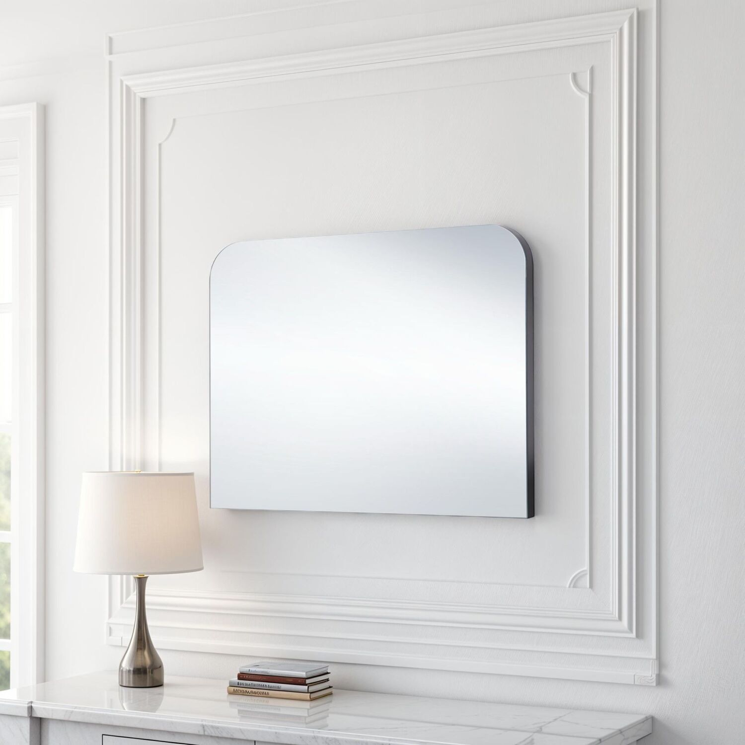 Image of Radius Curved Mantle Wall Mirror Black&hellip;