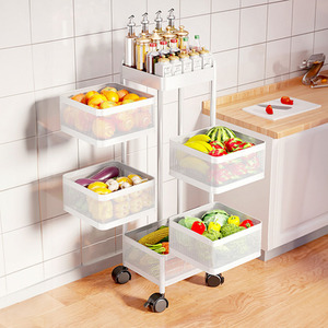 Livingandhome 5-Tier Rotating Kitchen Storage Rack with Wheels
