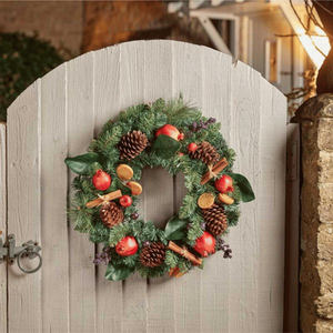 Festive Spice Christmas Wreath with Pinecones and Faux Dried Fruit