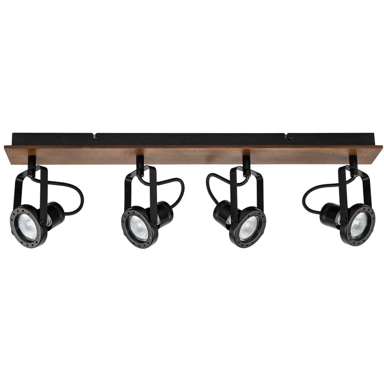 Cosylyte Riverton 4 Light Spotlight With Walnut Wooden Backplate - Wooden