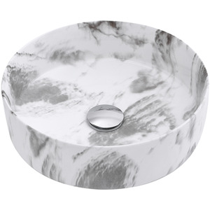 Round Marble Effect Ceramic Bathroom Basin