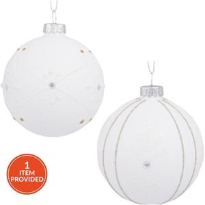 White Matte Embellished Bauble