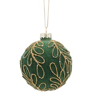 Flocked Beaded Leaf Bauble