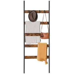 5 Tier Towel Blanket Ladder Shelf Rack with Hooks