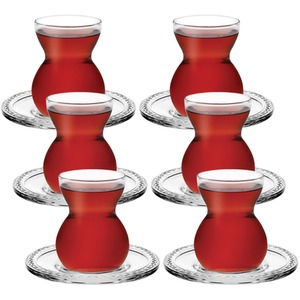 140ml Glass Turkish Tea Coffee Cups Saucers Glassware 12 Pcs Gift Set