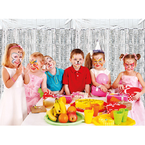Metallic Tinsel Curtain, 2M x 1M Silver