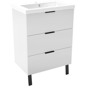 600mm Vanity Unit Basin Resin Sink 3 Drawer White