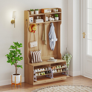 Entryway Bench with Coat Rack