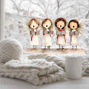 Angel Choir Window Stickers. Cute Christmas Singing Angels