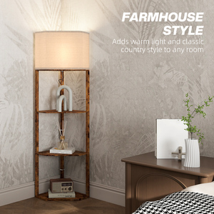 HOMCOM Corner Floor Lamp with Shelves B31-315V70RB