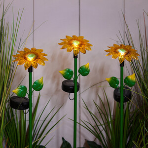 3 Piece Sunflower Stake Light Set