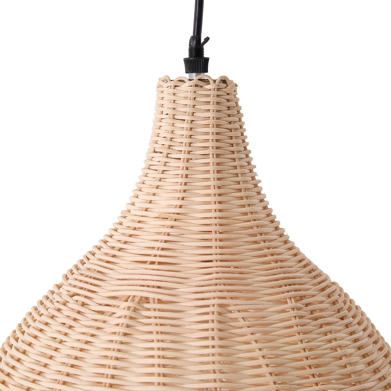 Handwoven Rattan Pendant Light - Beech Wood