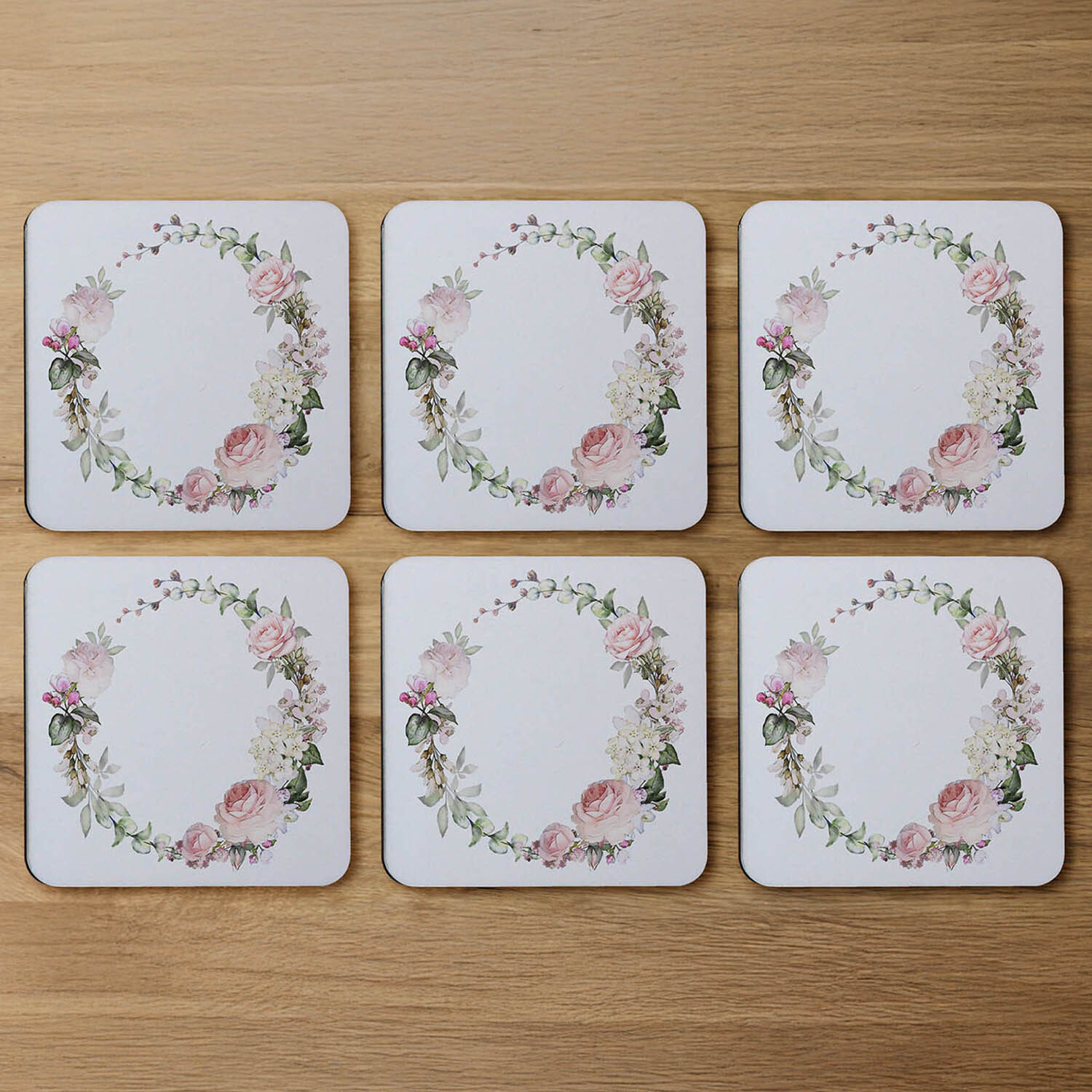 Watercolour Flowers Designer Coaster - Pink