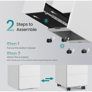 SONGMICS Lockable 3-Drawer Mobile File Cabinet