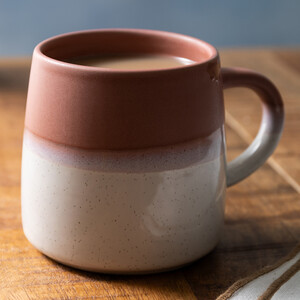 Mikasa Pink Glazed Stoneware Mug, 2-Tone Pink and White Cup, 410ml