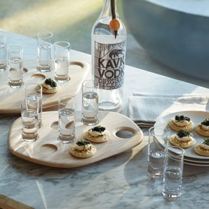 6-Piece Shot Glass Set with Ash Wood Serving Tray