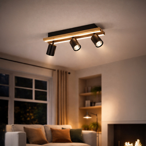 EGLO Gesteira LED Warm White 3-Light Spotlight, Black And Brown