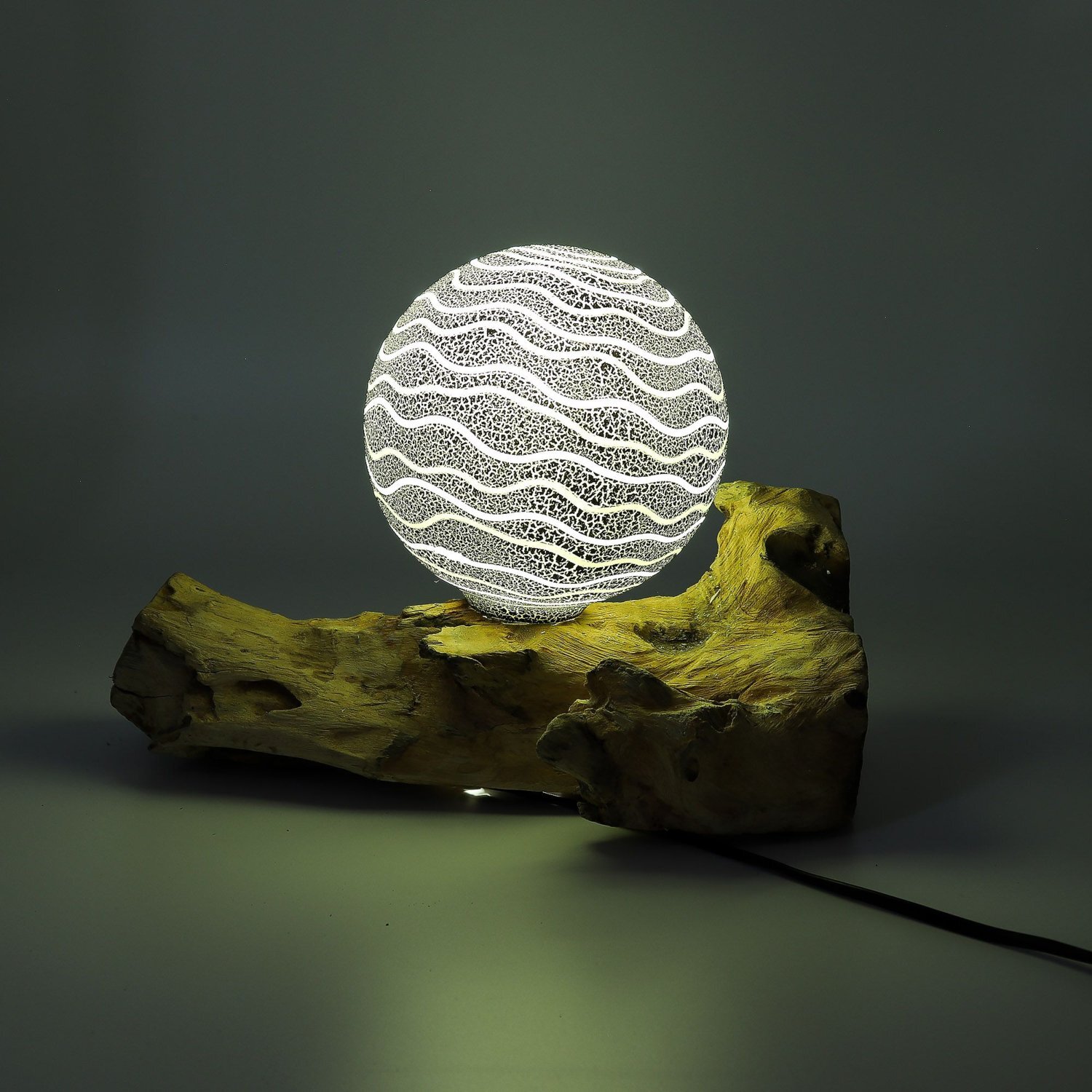 Driftglow Grey Luna Shade Lamp Organic Driftwood Diffused Light - Grey