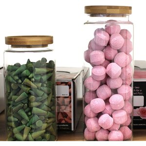 Cottage Bamboo Glass Jar Stylish Storage for Tea, Coffee Snacks