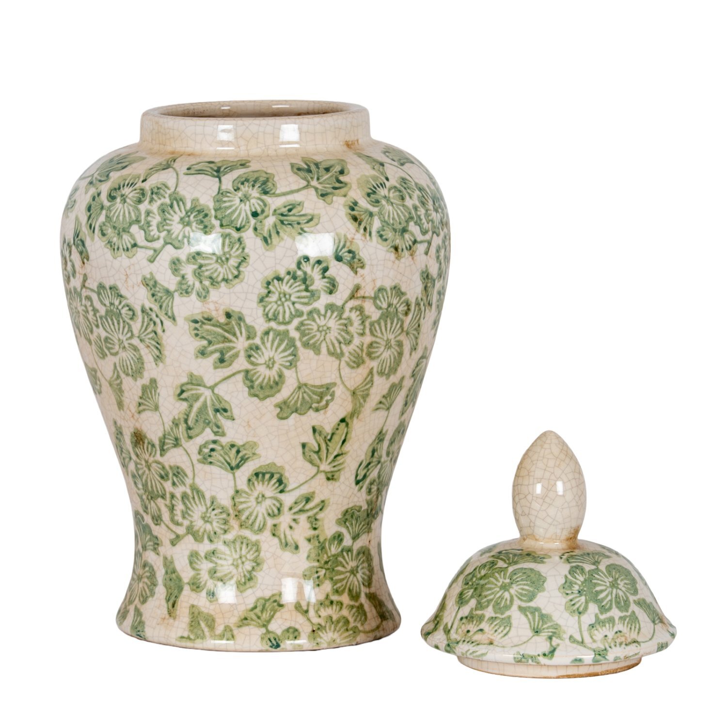 Image of Green Clover Ceramic Ginger Jar Elegant&hellip;