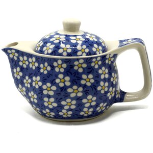 Small Blue Daisy Herbal Teapot for Personal Tea Brewing