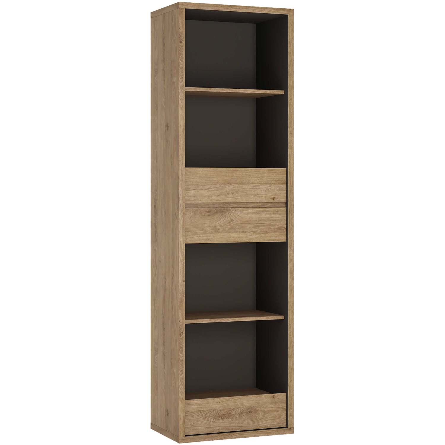 Wyld Haus Athens Tall Narrow Bookcase Natural Oak-Effect 3-Drawer - Natural