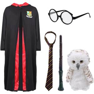 School Wizard Costume - Wand, Glasses, Tie & Owl