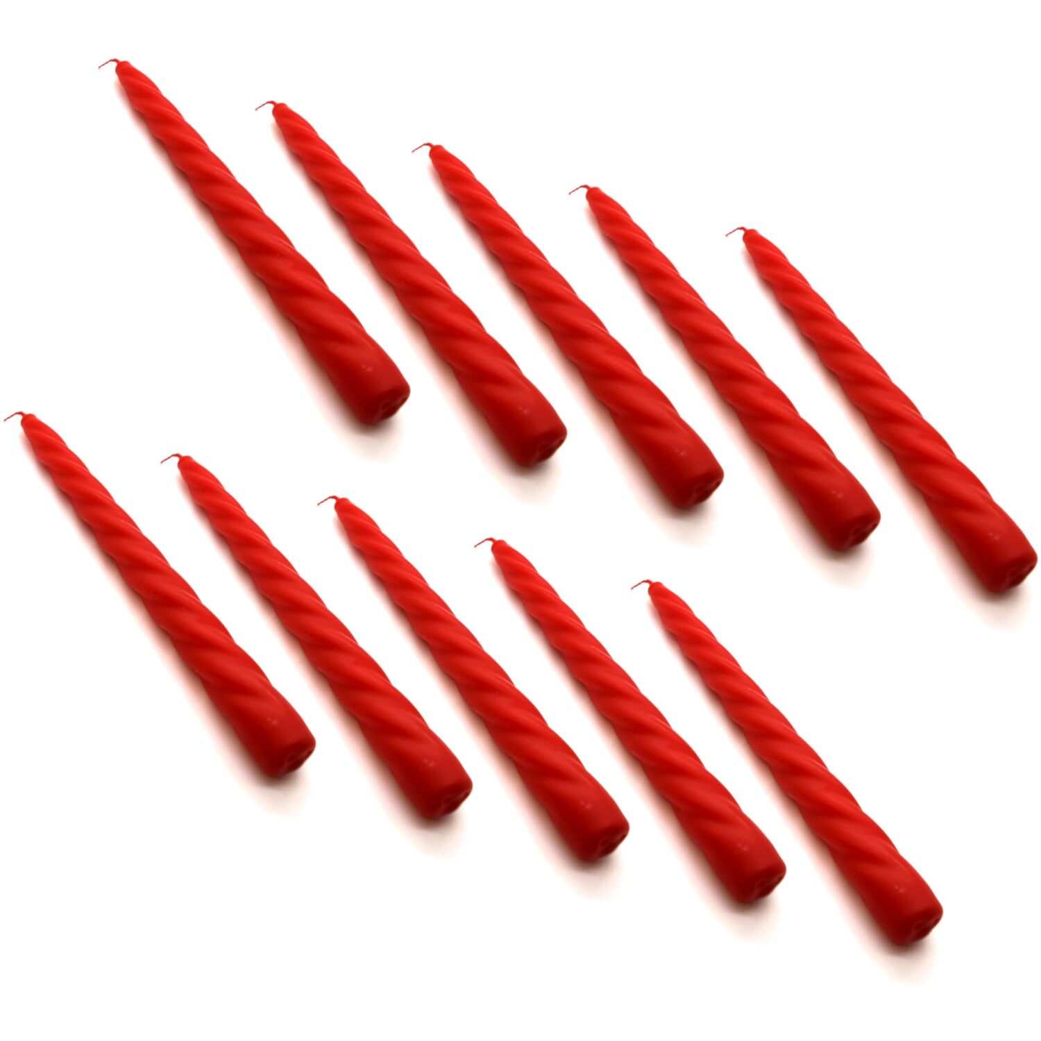 Spiral Dinner Candles, Pack of 10, Decorative Household Candles, 23 cm - Green - Red