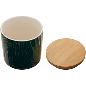 Bali Dark Green Small Storage Jar With Bamboo Lid
