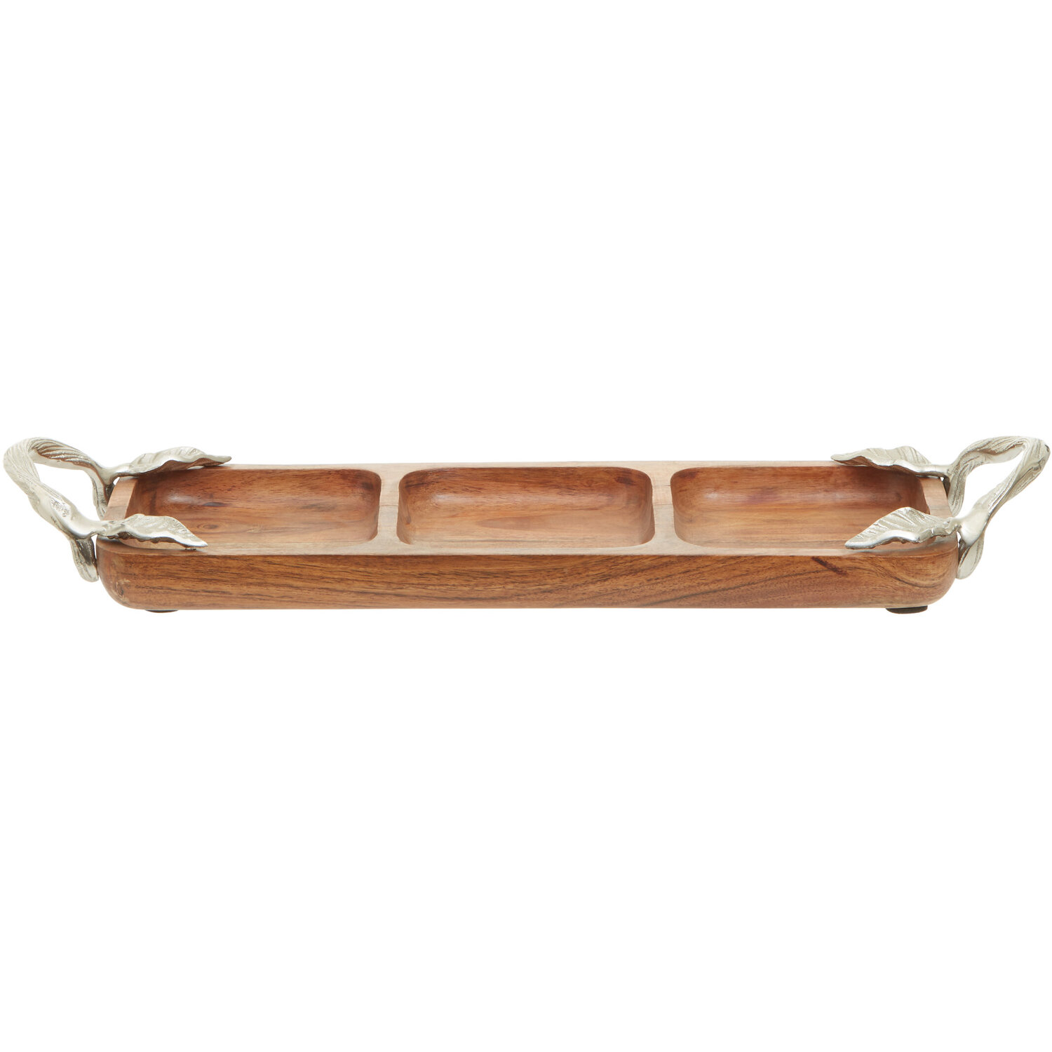 Vine  Acacia Wood 3 Section Serving Dish - Brown