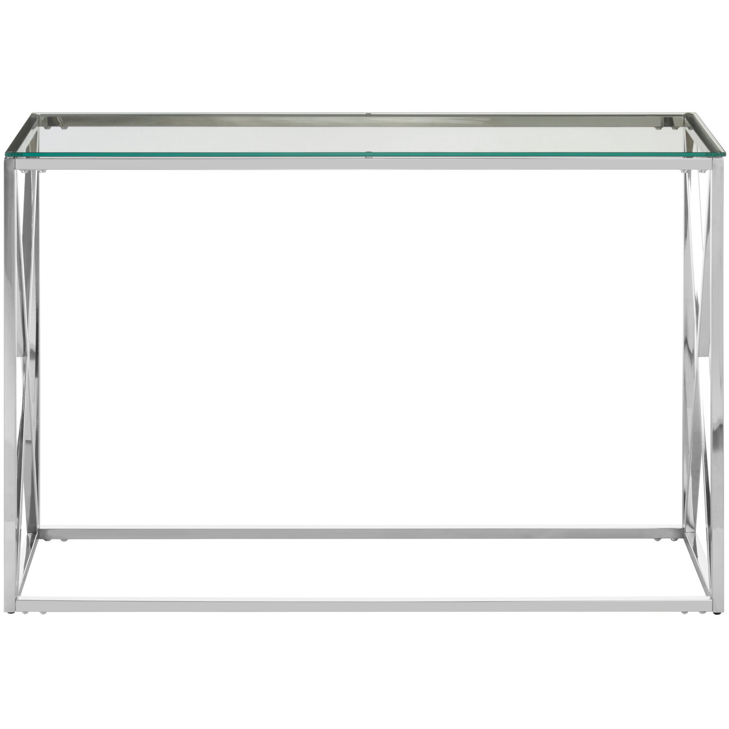 Allure Silver Cross Design Console Table - Silver