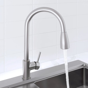 Modern Mono Kitchen Mixer Tap Pull Out Swivel Spout Single Lever Brushed Steel