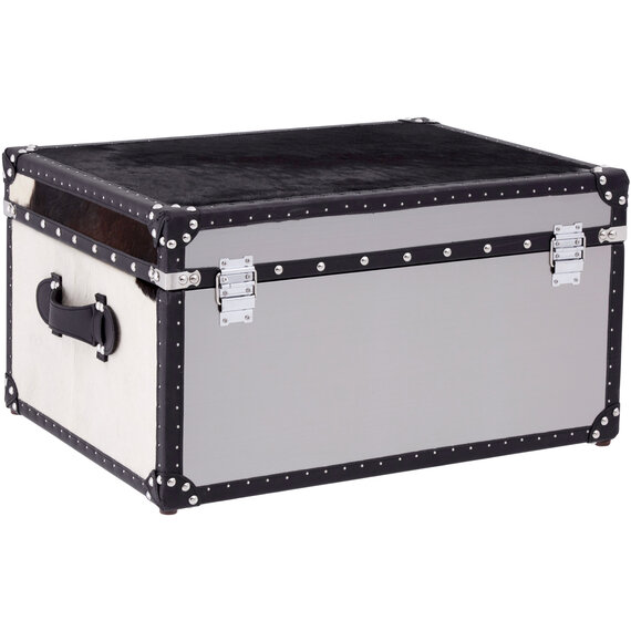 Kensington Townhouse Black And White Genuine Cowhide Storage Trunk