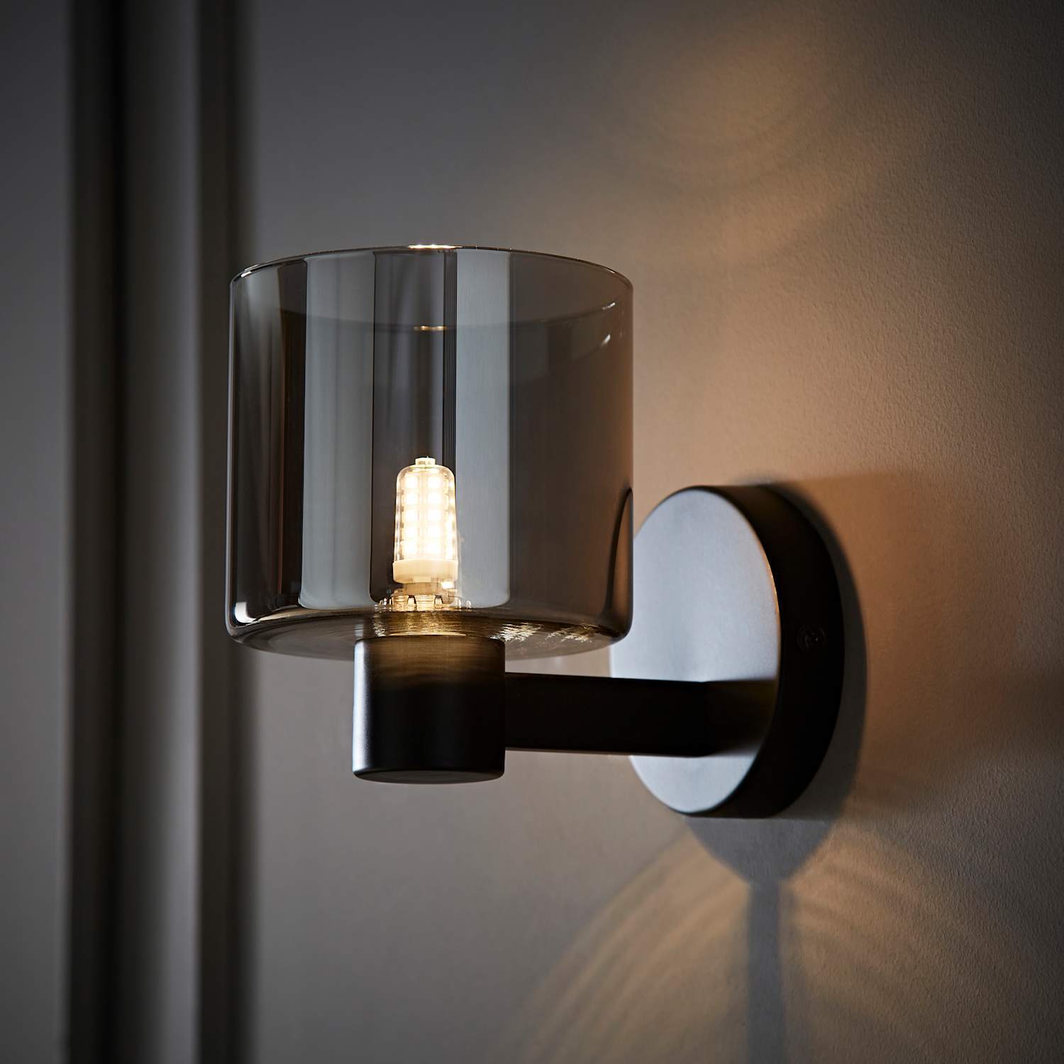 ValueLights - Wall Light - Smoked Glass Shade - Matte Black - 2 Pack - Image 3