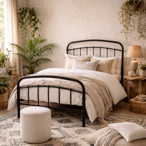 France 3ft Metal Single Bed Frame with Headboard and Footboard