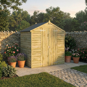 Waltons 4ft x 6ft Wooden Overlap Apex Roof Garden Storage Shed
