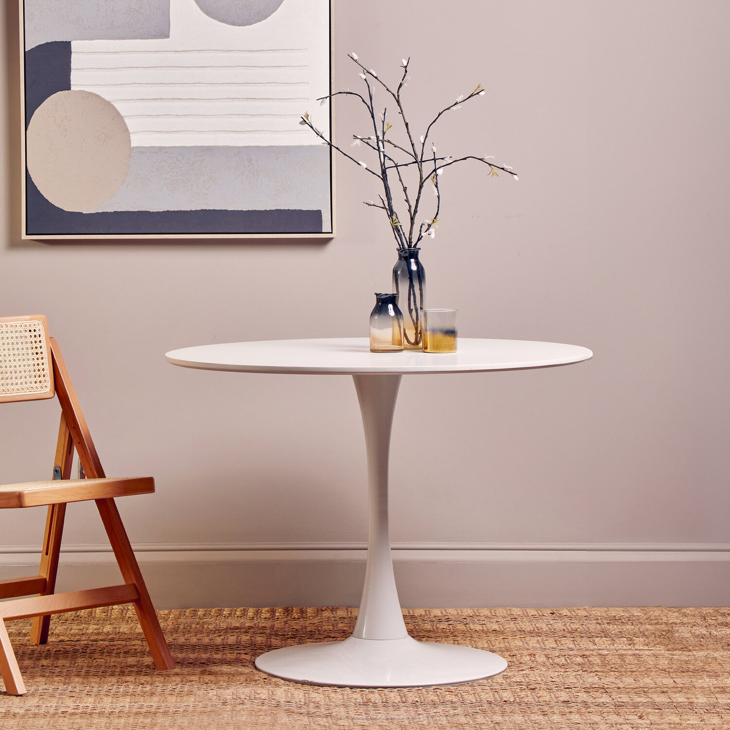 Laila White Small Round Dining Table - White