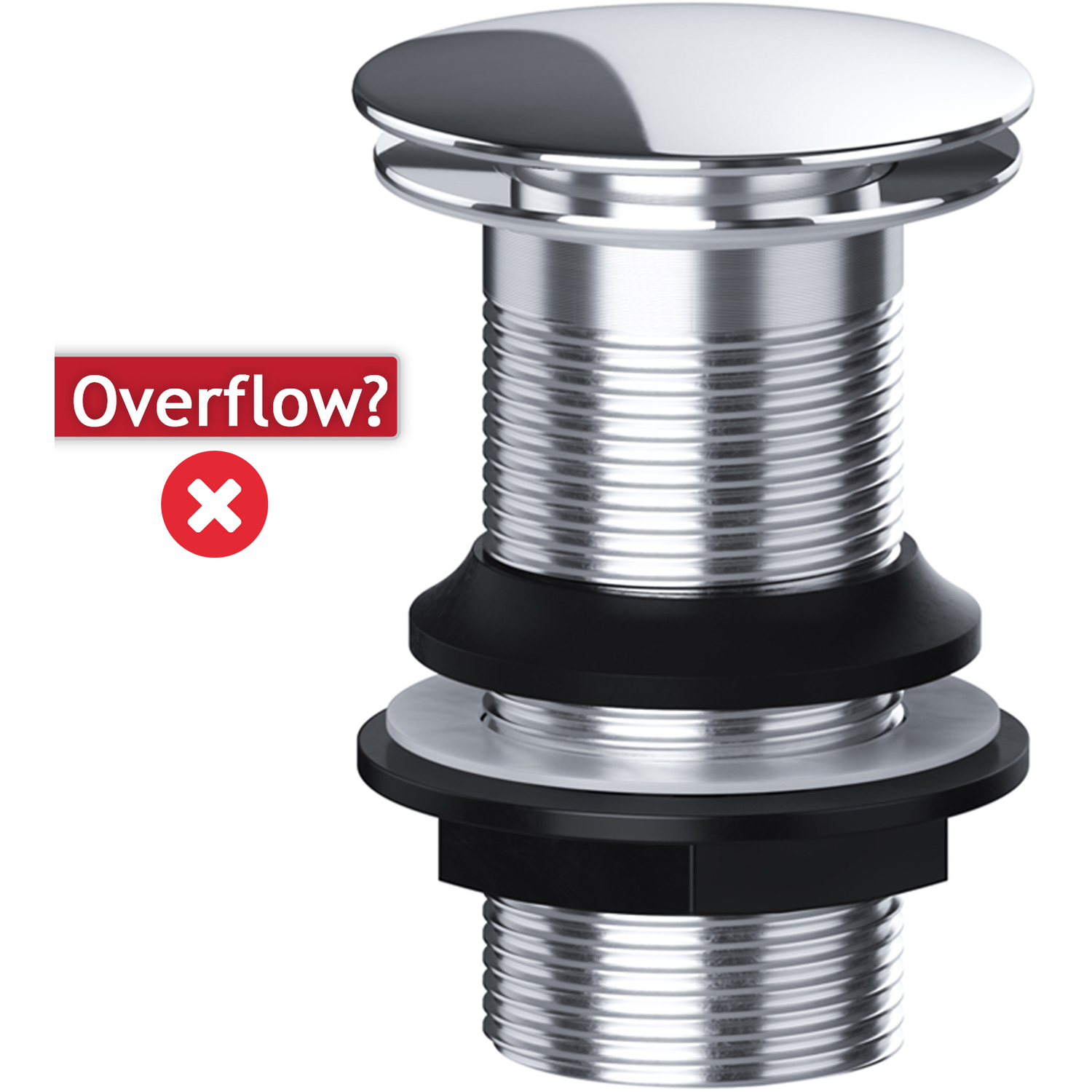 Spares2go Clicker Basin Waste - Silver